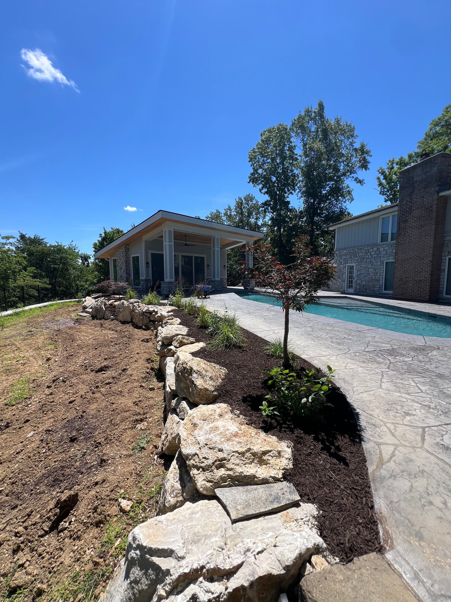 Backyard Landscaping and Hardscaping Build in Progress